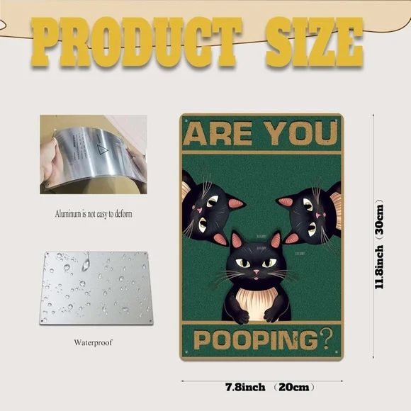 POOPING Black Cats " Are You Pooping" Tin Sign - Picture 3 of 5
